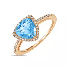 Золотое кольцо c топазом и бриллиантами