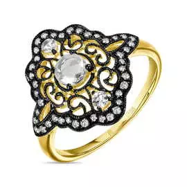 Золотое кольцо c топазом и бриллиантами