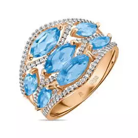 Золотое Кольцо c топазом и фианитами