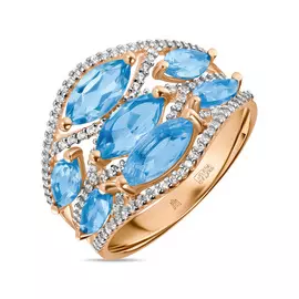 Золотое Кольцо c топазом и фианитами