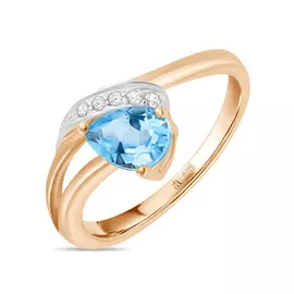 Золотое Кольцо c топазом и фианитами