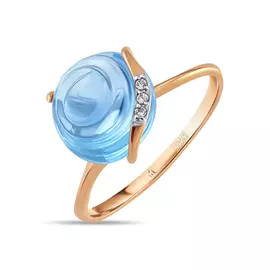 Золотое кольцо c топазом и фианитами