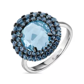 Золотое кольцо c топазом и фианитами