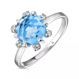 Золотое кольцо c топазом и фианитами