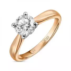 Золотое кольцо c выращенным бриллиантом