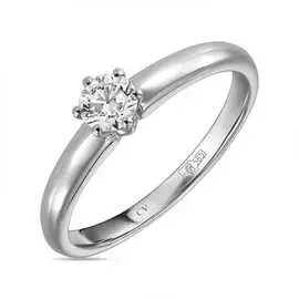 Золотое кольцо c выращенным бриллиантом