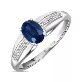 Золотое Кольцо c выращенным сапфиром и фианитами