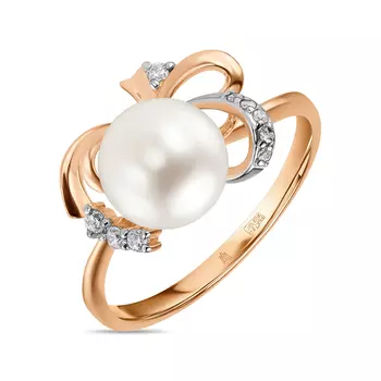 Золотое Кольцо c жемчугом и фианитами