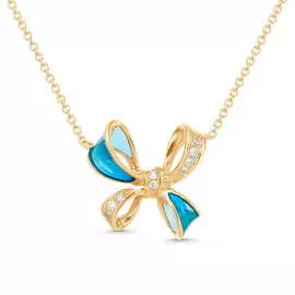 Золотое колье c бриллиантами и эмалью