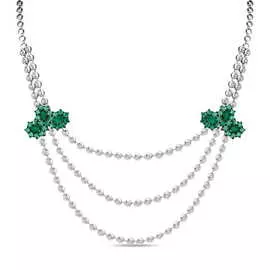 Золотое колье c бриллиантами и изумрудами