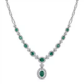 Золотое колье c бриллиантами и изумрудами