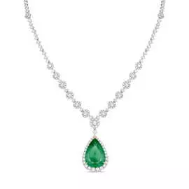 Золотое Колье c бриллиантами и изумрудом