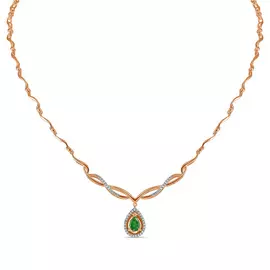 Золотое колье c бриллиантами и изумрудом