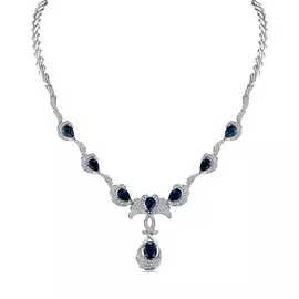 Золотое Колье c бриллиантами и сапфирами