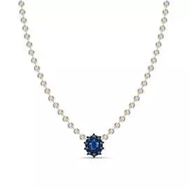 Золотое Колье c бриллиантами и сапфирами