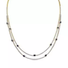 Золотое Колье c бриллиантами и сапфирами