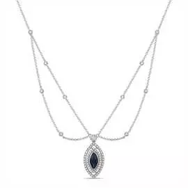 Золотое колье c бриллиантами и сапфиром