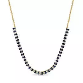 Золотое колье c бриллиантами и сапфирами