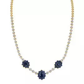 Золотое Колье c бриллиантами и сапфирами