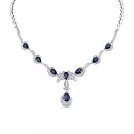 Золотое колье c бриллиантами и сапфирами