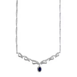 Золотое Колье c бриллиантами и сапфиром