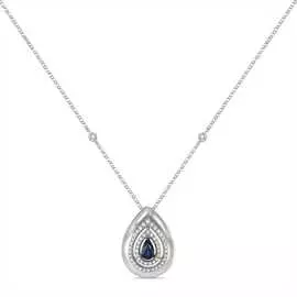 Золотое Колье c бриллиантами и сапфиром