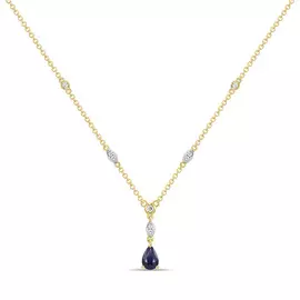 Золотое колье c бриллиантами и сапфиром