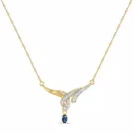 Золотое колье c бриллиантами и сапфиром