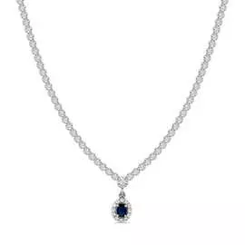 Золотое колье c бриллиантами и сапфиром