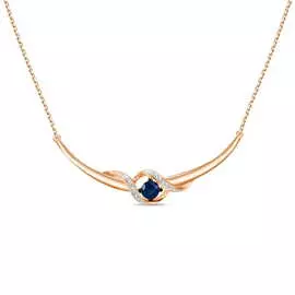 Золотое колье c бриллиантами и сапфиром