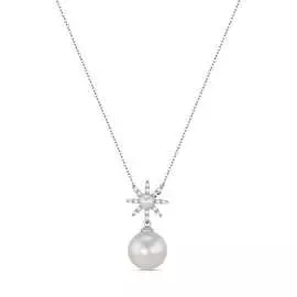 Золотое колье c бриллиантами и жемчугом