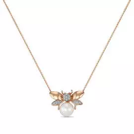 Золотое колье c бриллиантами и жемчугом