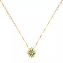 Золотое Колье c бриллиантом и изумрудом