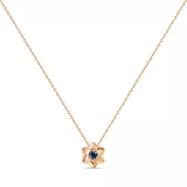 Золотое Колье c бриллиантом и сапфиром