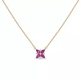 Золотое колье c родолитами