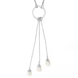 Золотое колье c жемчугом и фианитами