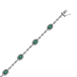 Золотой браслет c бриллиантами и изумрудами