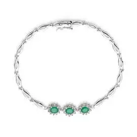 Золотой Браслет c бриллиантами и изумрудами