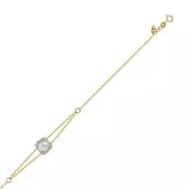 Золотой Браслет c бриллиантами и перламутром