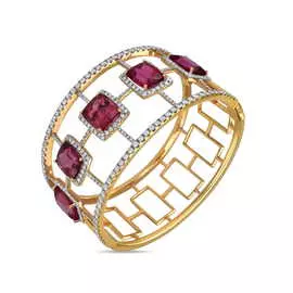 Золотой браслет c бриллиантами и турмалином