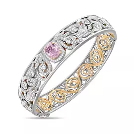 Золотой браслет c кунцитом, бриллиантами и сапфирами