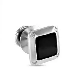 Золотой зажим c бриллиантами и ониксом