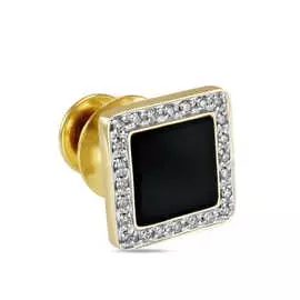 Золотой зажим c бриллиантами и ониксом