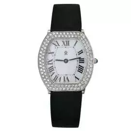 Золотые часы c бриллиантами, кожей и топазом