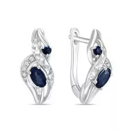 Золотые серьги c бриллиантами и сапфирами