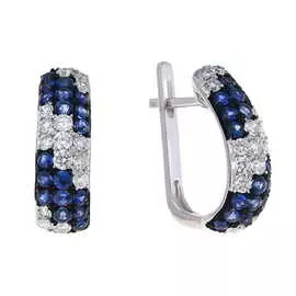 Золотые Серьги c бриллиантами и сапфирами