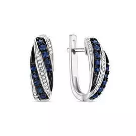 Золотые серьги c бриллиантами и сапфирами