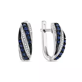 Золотые серьги c бриллиантами и сапфирами