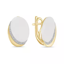 Золотые серьги c агатами и бриллиантами