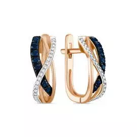 Золотые серьги c бриллиантами и сапфирами